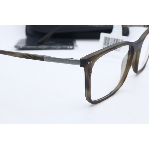 Giorgio Armani AR 7122 5587 Matte Striped Olive Rectangle Eyeglasses Clear Lens - Picture 3 of 6